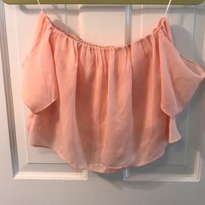 Salmon crop top. Off the shoulder